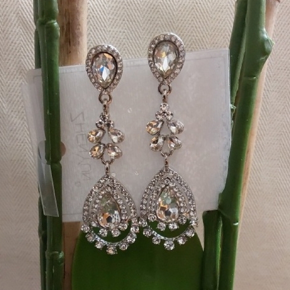 Elegant Silver Drop Earrings - Picture 1 of 2